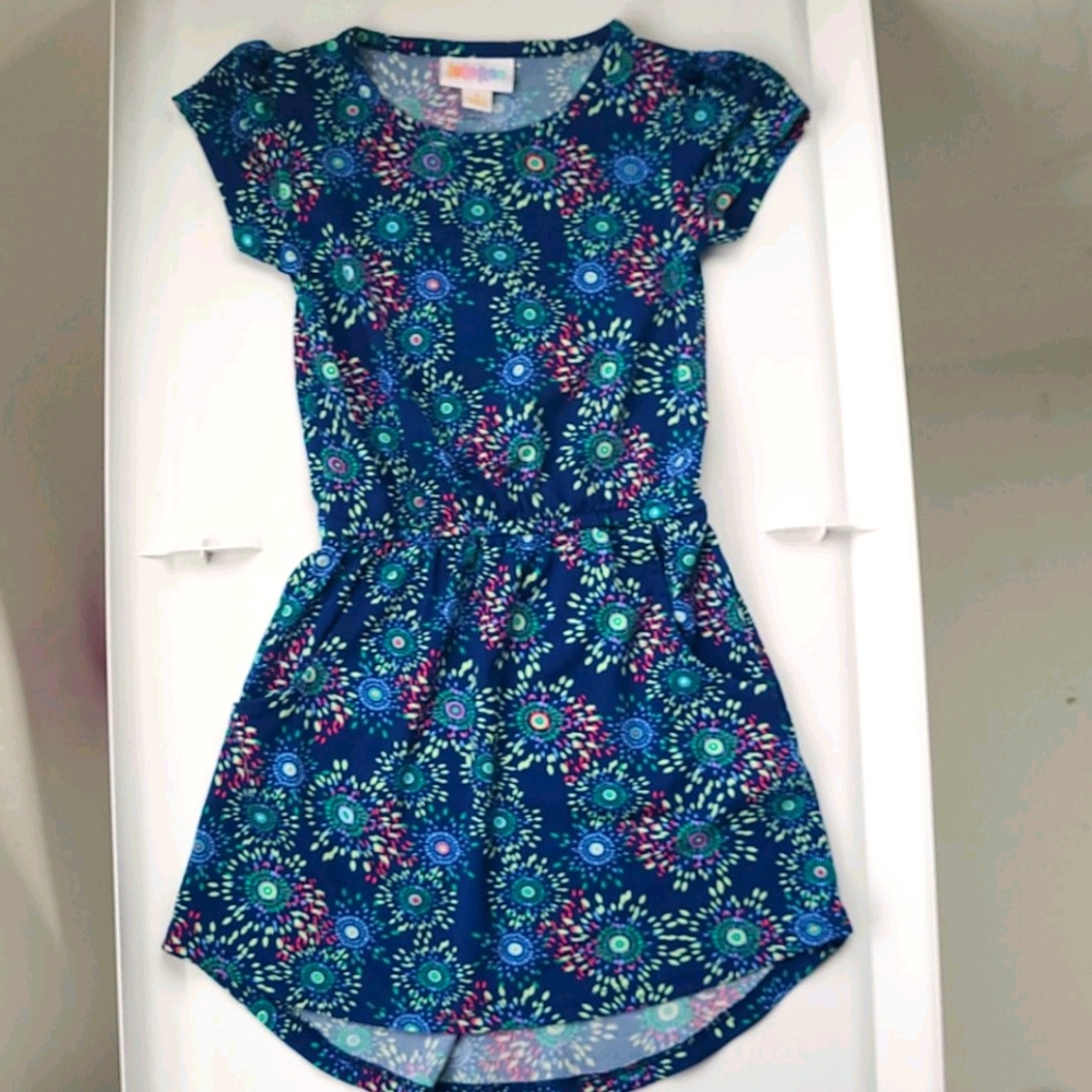 Lularoe fireworks Mae pocket dress girls 2